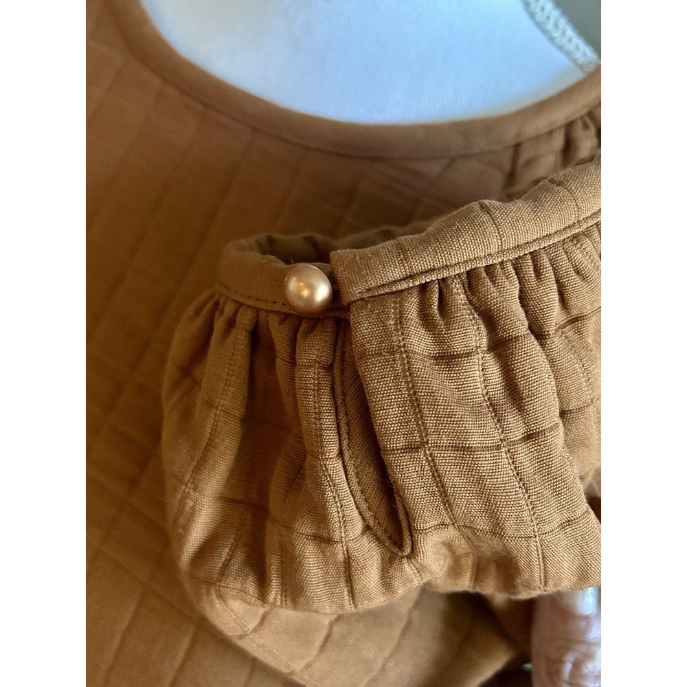 Levi's 3/4 Sleeve Quilted Tailored Cotton Terra Cotta Shirt Blouse Boho X-Small - Picture 3 of 11